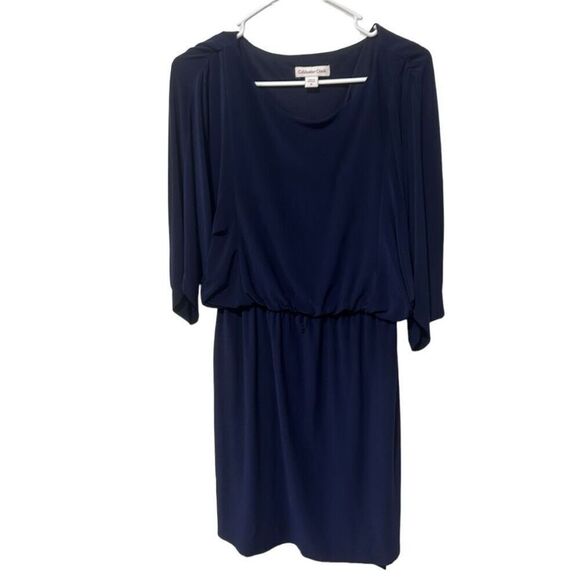 Coldwater Creek Dolman Sleeve Ruched Tie Waist Blouson Dress Navy Blue Size 10 - Picture 10 of 14